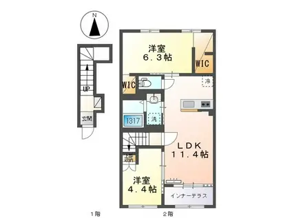 サン フルール(2LDK/2階)の間取り写真