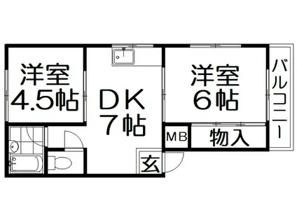 ファミール三井(2DK/2階)の間取り写真