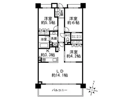 クリオ横浜杉田(3LDK/3階)の間取り写真