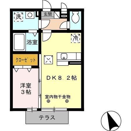セジュール・ペルル(1LDK/2階)の間取り写真