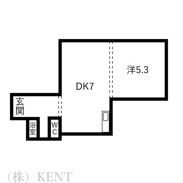 琴似ドムール(1DK/2階)の間取り写真
