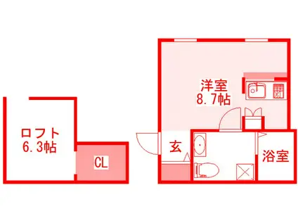 プリマガーデン穂の香弐番館(ワンルーム/1階)の間取り写真