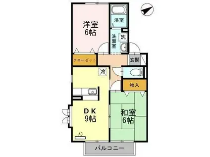 セゾン・ド・フルール C(2DK/1階)の間取り写真