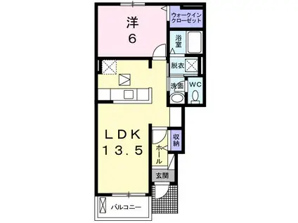 ピュア・チェリィー(1LDK/1階)の間取り写真