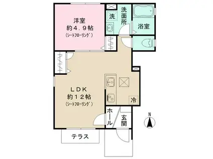 GRACE SK(1LDK/1階)の間取り写真