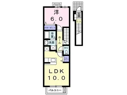 アンジュコリーヌ(1LDK/2階)の間取り写真