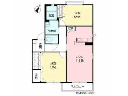 花みずき  B棟(2LDK/2階)の間取り写真