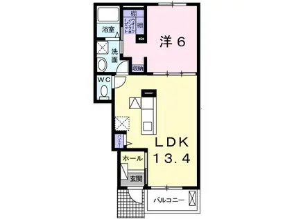 スカイ・ガーデンズ(1LDK/1階)の間取り写真