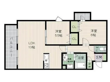 福ビル(2LDK/4階)の間取り写真