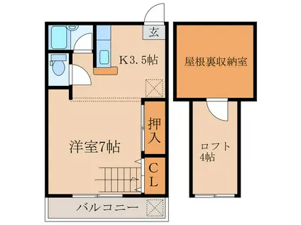ラジング前田(1K/1階)の間取り写真