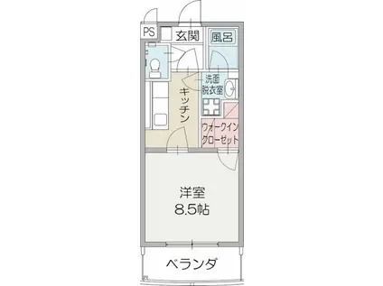 グランソレイユ(1K/3階)の間取り写真