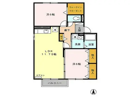 サンライフ広面(2LDK/1階)の間取り写真