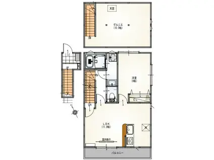 サンライズ聖蹟(1LDK/2階)の間取り写真