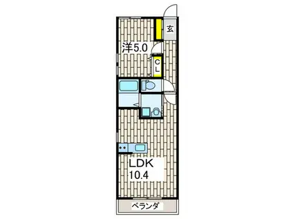 BROOK(1LDK/2階)の間取り写真