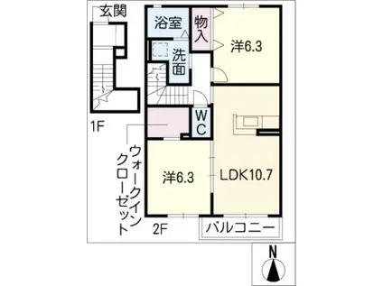 プレミール(2LDK/2階)の間取り写真