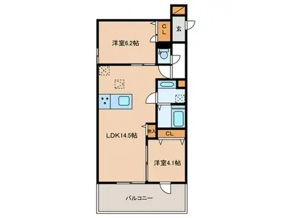 イルフォンターナ大田町(2LDK/3階)の間取り写真