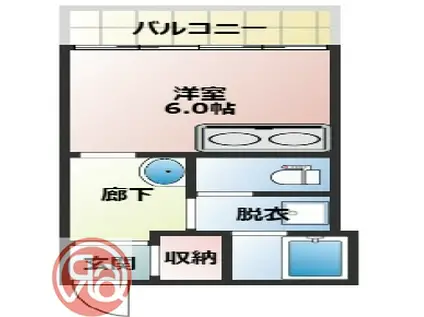 スクエア福島野田(ワンルーム/2階)の間取り写真
