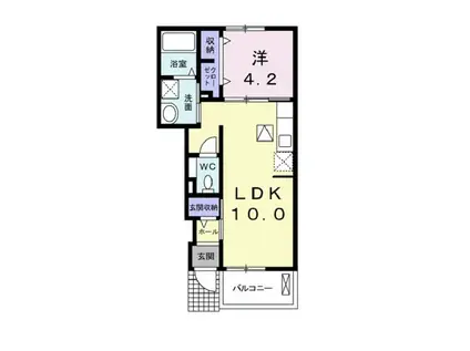 アメシスト(1LDK/1階)の間取り写真