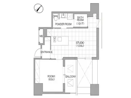 リバーサイドタワー中之島(1LDK/19階)の間取り写真
