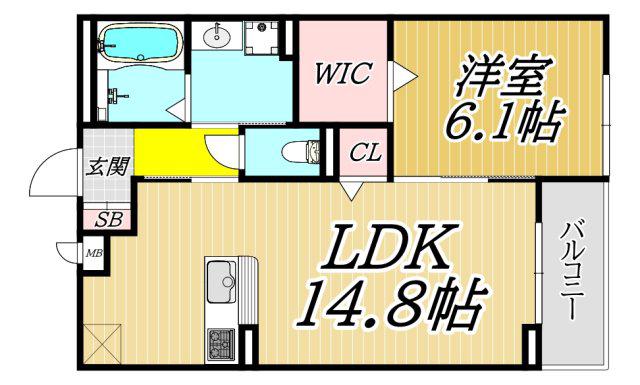 リヴァーサイド ヴィラ(1LDK/2階)の間取り写真