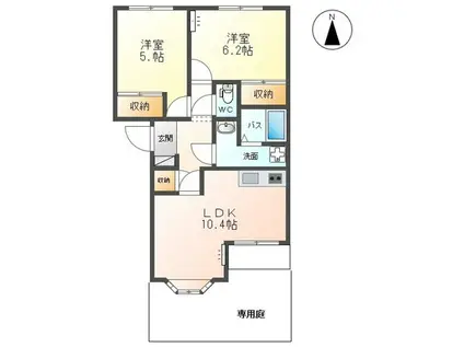 チェリークレスト(2LDK/1階)の間取り写真