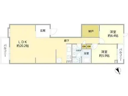 ハイツ向ヶ丘遊園(2SLDK/11階)の間取り写真