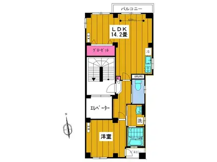 クレセントビル(1LDK/3階)の間取り写真