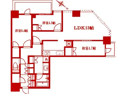 リヴァリエA棟(3LDK/6階)の間取り写真