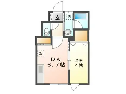 ル・リオンA・B(1DK/1階)の間取り写真