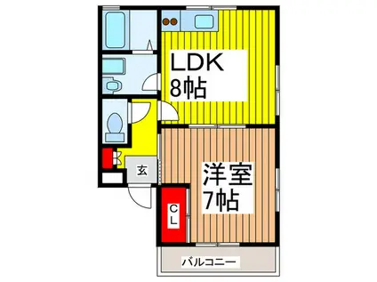 北与野ハイツアクア(1LDK/2階)の間取り写真