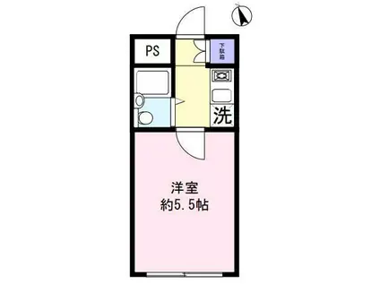 ピア武蔵野(1K/1階)の間取り写真