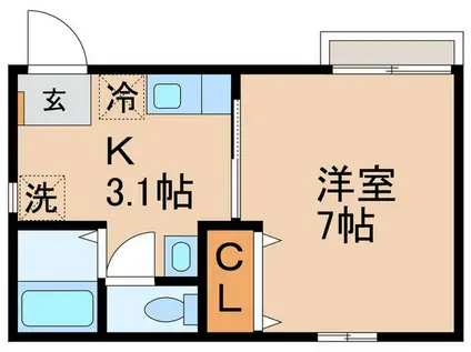 ハイツS&Y(1K/2階)の間取り写真