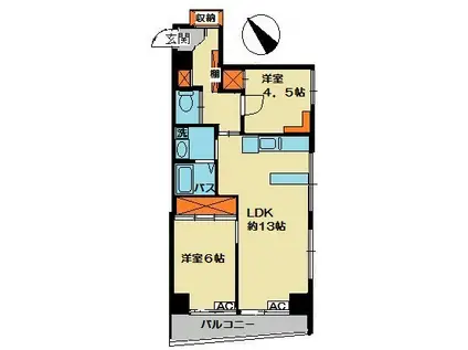 小石川播磨坂ハイツ(2LDK/1階)の間取り写真