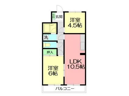 カインド不二NO.2(2LDK/2階)の間取り写真