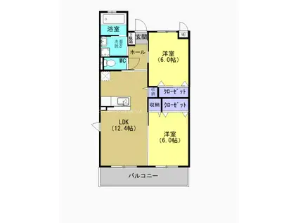 LIEN LAVIE A(2LDK/1階)の間取り写真