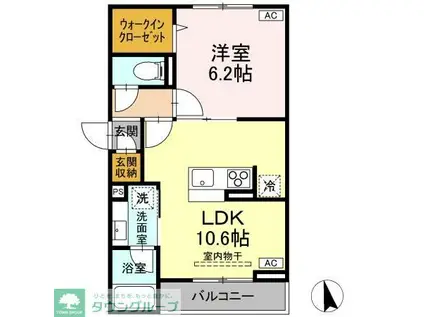 D-ASSET府中町(1LDK/3階)の間取り写真