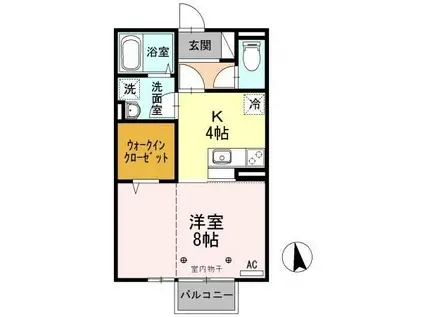 エルドラード A(1K/2階)の間取り写真