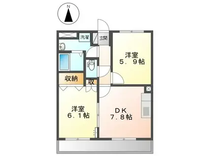 ランドマーク壱番館(2DK/1階)の間取り写真