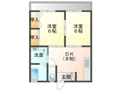 シエロコトブキ(2DK/1階)の間取り写真