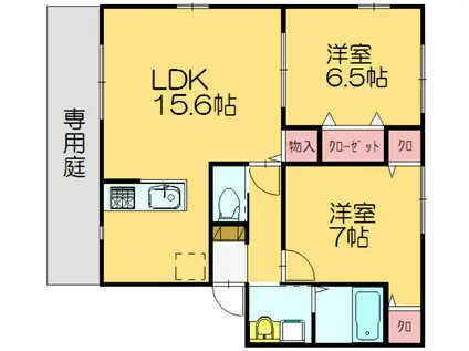 エルメゾン柚須(2LDK/1階)の間取り写真