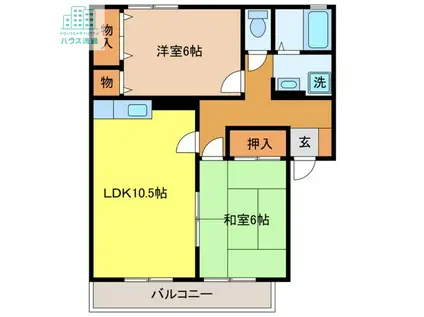 ロイヤルガーデン白岩 A棟(2LDK/2階)の間取り写真