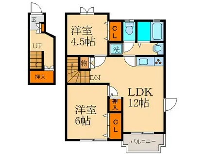 ブライトスクエアー(2LDK/2階)の間取り写真