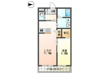 エバーリーフ(1LDK/1階)の間取り写真