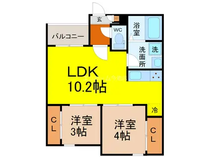 REGALEST六番町(2LDK/2階)の間取り写真