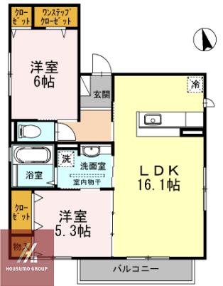 エムズコート北桜塚(2LDK/2階)の間取り写真