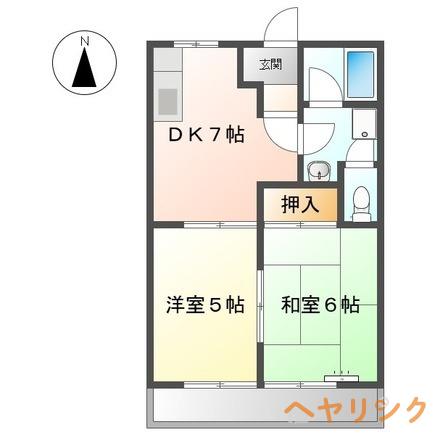 ユーハイムKATO(2DK/1階)の間取り写真