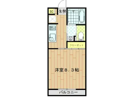 グランドールS(1K/1階)の間取り写真