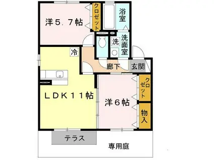 サンセールS(2LDK/1階)の間取り写真