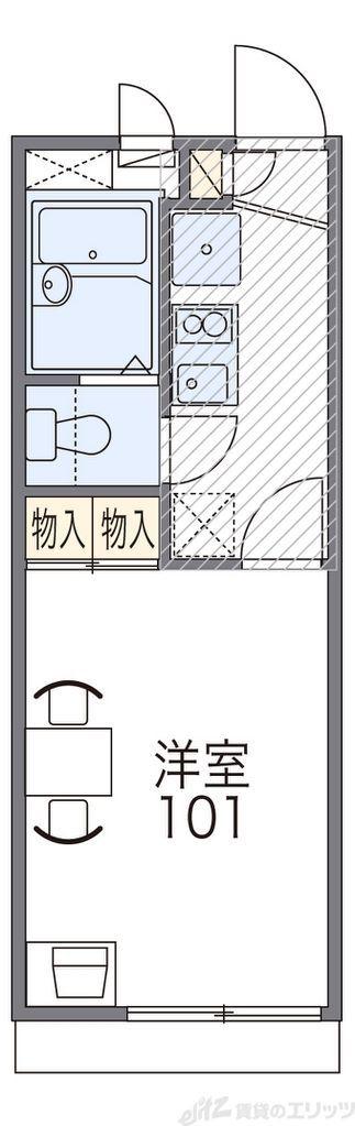 レオパレスOPTIM高月(1K/1階)の間取り写真
