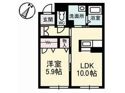 LINO(1LDK/3階)の間取り写真